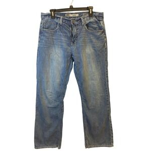 BKE Jake Mens Straight Leg Jeans 34S Medium Wash Distressed Denim Cotton